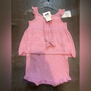 Pink Knit Baby Outfit